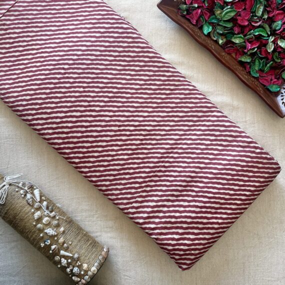 Maroon/White Lehriya Pure Muslin Printed Fabric